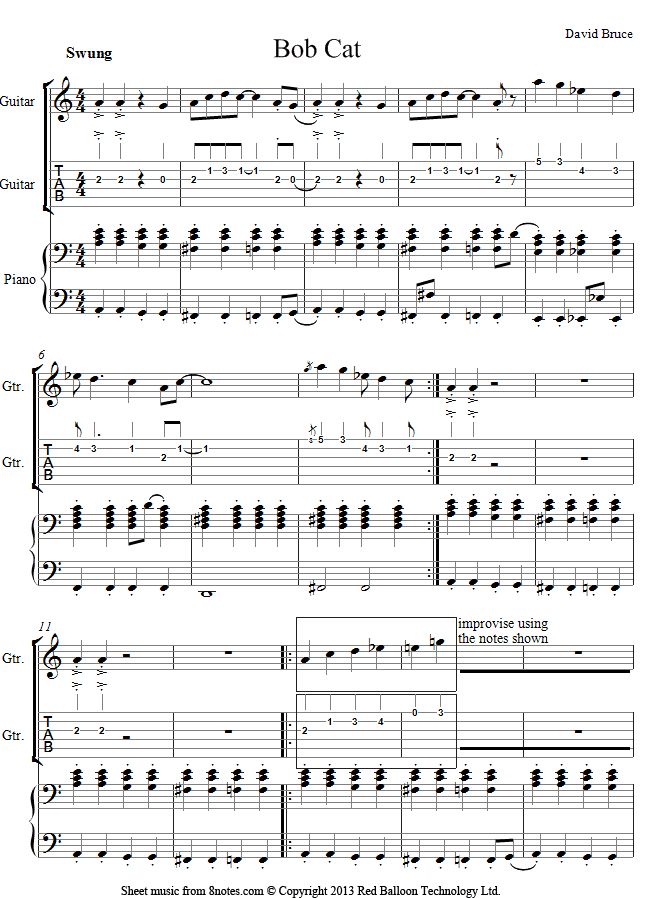 David Bruce - Bob Cat sheet music for Guitar David Bruce - Bob Cat sheet music for Guitar