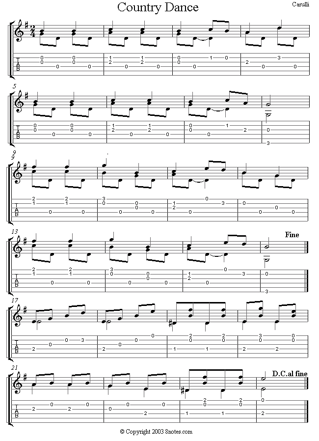 Carulli - Country Dance sheet music for Guitar Carulli - Country Dance sheet music for Guitar