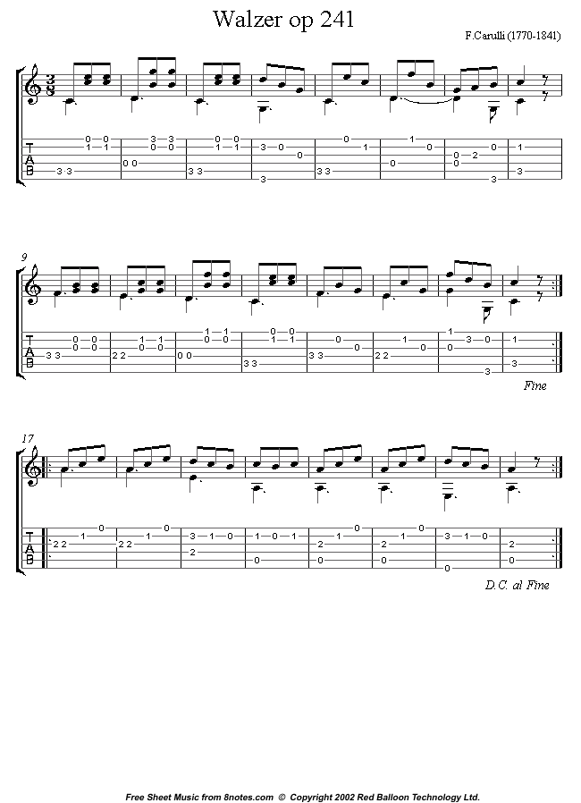 Carulli - Walzer Op 241 sheet music for Guitar Carulli - Walzer Op 241 sheet music for Guitar