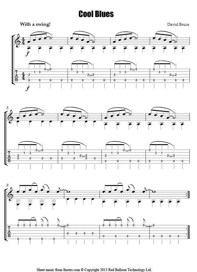 David Bruce - Cool Blues sheet music for Guitar David Bruce - Cool Blues sheet music for Guitar