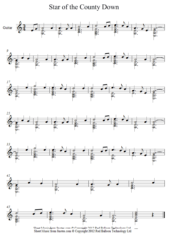 Star of the County Down sheet music for Guitar Star of the County Down sheet music for Guitar