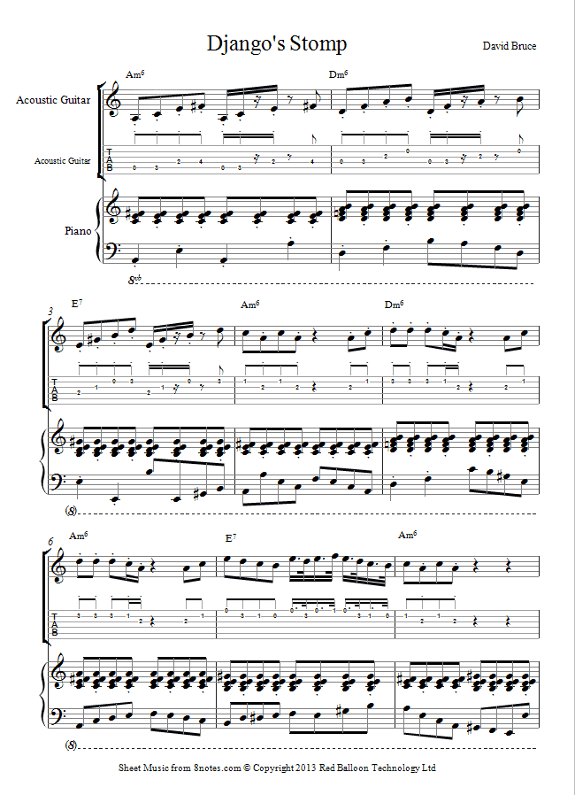 David Bruce - Djangos Stomp sheet music for Guitar David Bruce - Djangos Stomp sheet music for Guitar