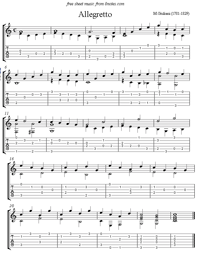Giuliani - Maestoso sheet music for Guitar Giuliani - Maestoso sheet music for Guitar