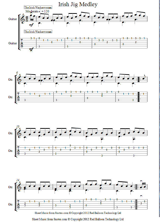 Irish Jig Medley sheet music for Guitar Irish Jig Medley sheet music for Guitar