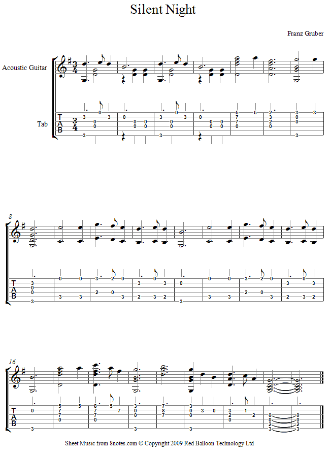 Silent Night sheet music for Guitar Silent Night sheet music for Guitar