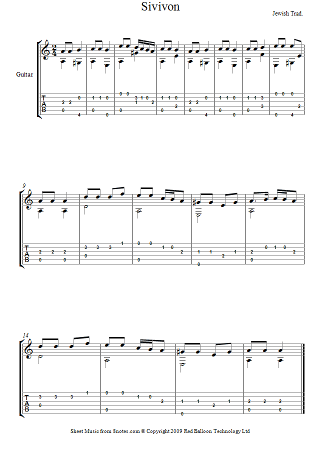 Sivivon (Jewish Traditional) sheet music for Guitar