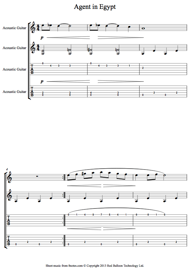 David Bruce - Agent in Egypt sheet music for Guitar Duet David Bruce - Agent in Egypt sheet music for Guitar Duet
