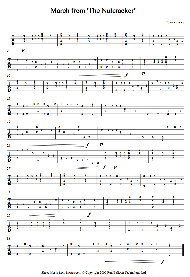Tchaikovsky March from The Nutcracker Guitar Tab