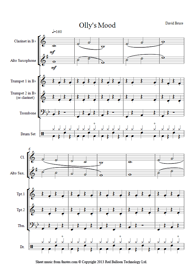 David Bruce - Ollys Mood sheet music for Jazz Ensemble David Bruce - Ollys Mood sheet music for Jazz Ensemble