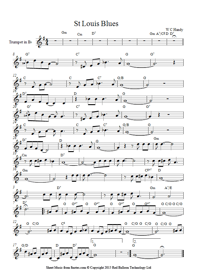 W C Handy - St Louis Blues sheet music for Keyboard - 0