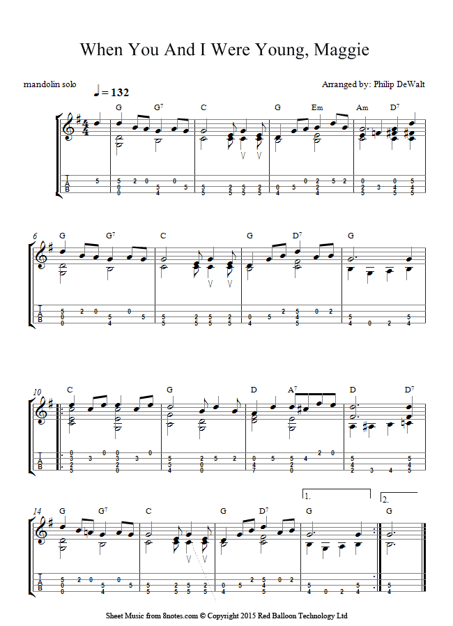 When You And I Were Young, Maggie sheet music for Mandolin