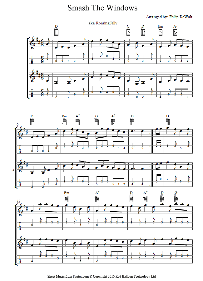 Smash The Windows (Roaring Jelly) sheet music for Mandolin Duet
