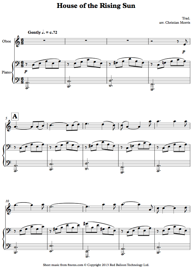 House of the Rising Sun sheet music for Oboe House of the Rising Sun sheet music for Oboe