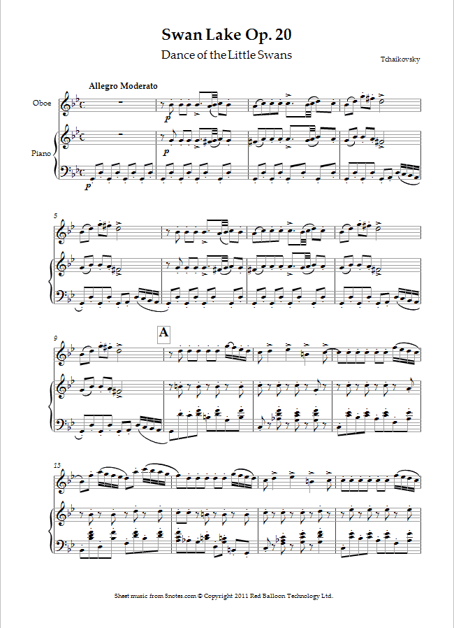 Tchaikovsky Dance of the Little Swans from Swan Lake Op. 20 sheet
