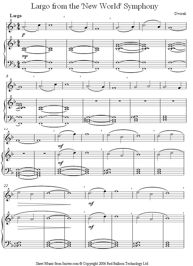 Dvořák - Largo from The New World Symphony sheet music for Oboe Dvořák - Largo from The New World Symphony sheet music for Oboe