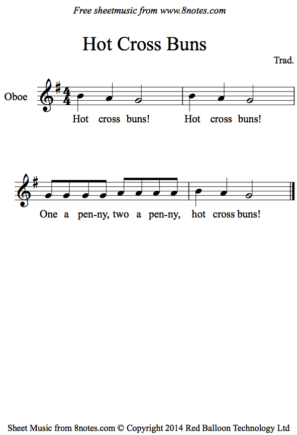Hot Cross Buns sheet music for Oboe Hot Cross Buns sheet music for Oboe