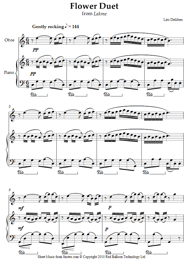 Delibes - Flower Duet from Lakme sheet music for Oboe Delibes - Flower Duet from Lakme sheet music for Oboe