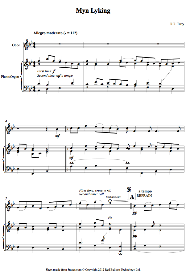Terry - Myn Lyking sheet music for Oboe Terry - Myn Lyking sheet music for Oboe