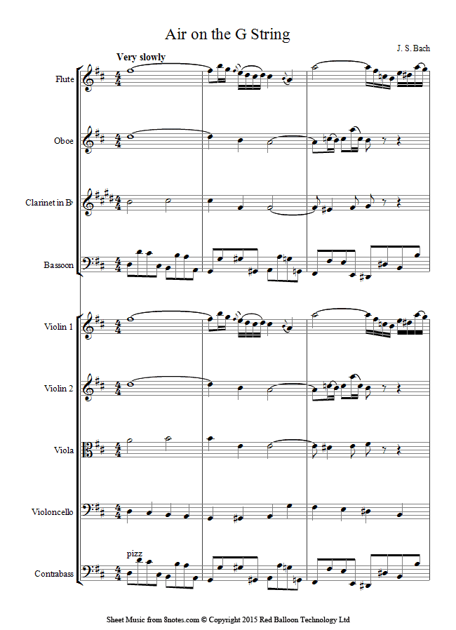 Bach Air On The G String sheet music for Orchestra