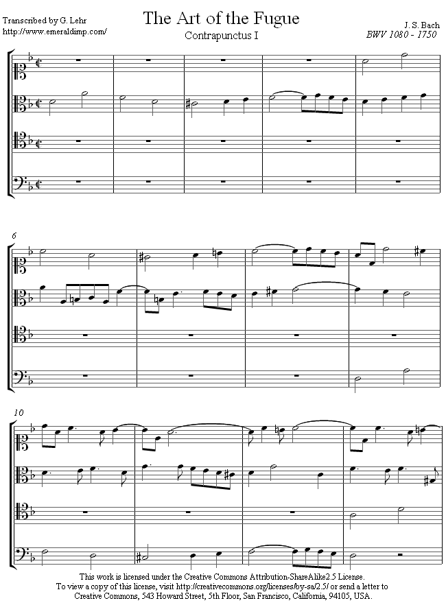Bach - Contrapunctus 1 from Art of Fugue sheet music for Organ Bach - Contrapunctus 1 from Art of Fugue sheet music for Organ