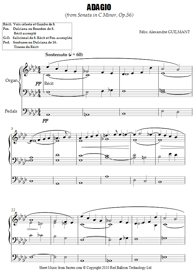 Guilmant - Adagio from Sonata in C Minor, Op.56 sheet music for Organ Guilmant - Adagio from Sonata in C Minor, Op.56 sheet music for Organ