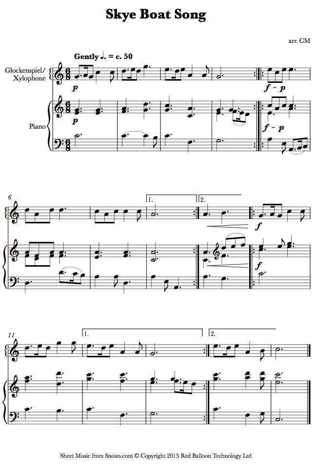 Skye Boat Song (Xylophone) sheet music for Percussion