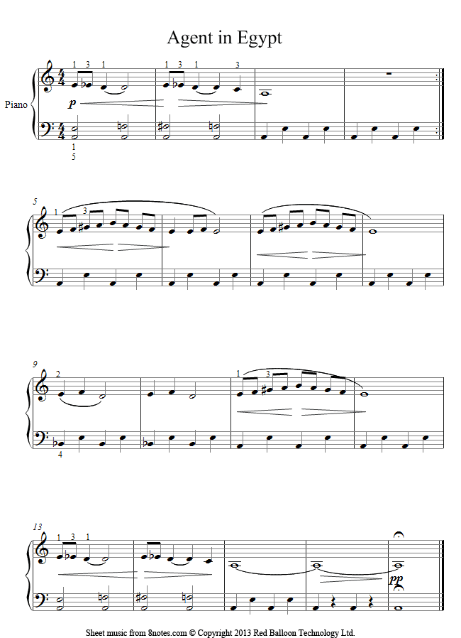 David Bruce - Agent in Egypt sheet music for Piano David Bruce - Agent in Egypt sheet music for Piano