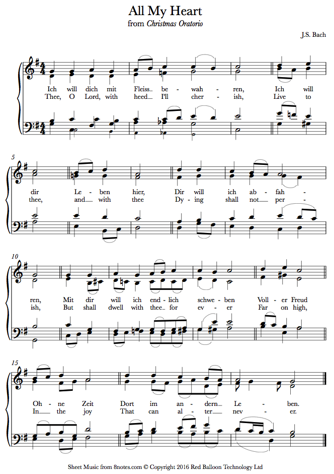 Bach - All My Heart (Christmas Oratorio) sheet music for Piano Bach - All My Heart (Christmas Oratorio) sheet music for Piano