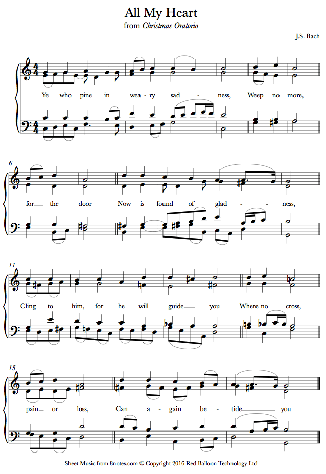 Bach - All My Heart This Night Rejoices sheet music for Piano Bach - All My Heart This Night Rejoices sheet music for Piano