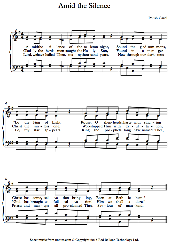 Wśród Nocnej Ciszy (Amid the Silence) sheet music for Piano Wśród Nocnej Ciszy (Amid the Silence) sheet music for Piano