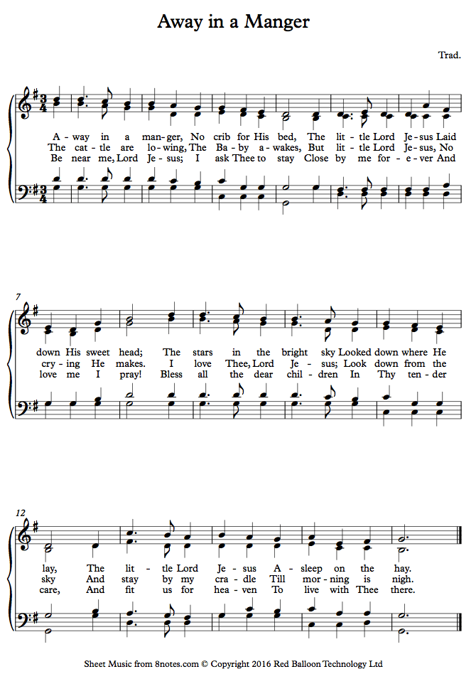 Away in a Manger sheet music for Piano Away in a Manger sheet music for Piano