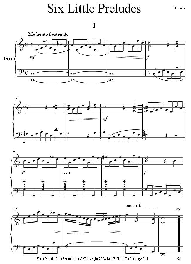 Bach - Bach Six Little Prelude no1. BWV939 sheet music for Piano Bach - Bach Six Little Prelude no1. BWV939 sheet music for Piano