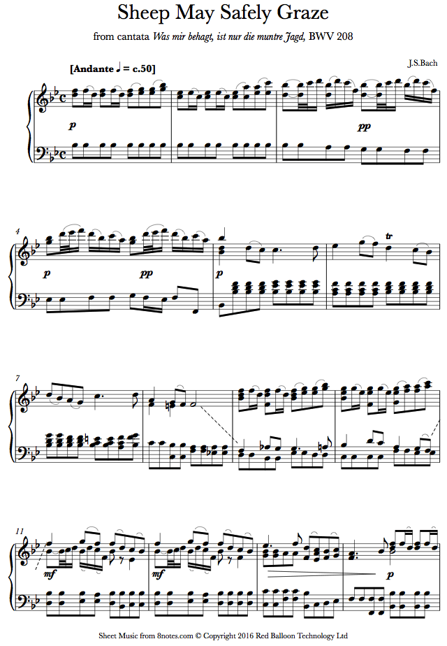 Bach - Sheep May Safely Graze sheet music for Piano Bach - Sheep May Safely Graze sheet music for Piano