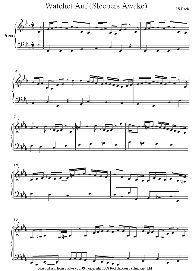 Bach - Watchet auf (Sleepers Awake) sheet music for Piano Bach - Watchet auf (Sleepers Awake) sheet music for Piano