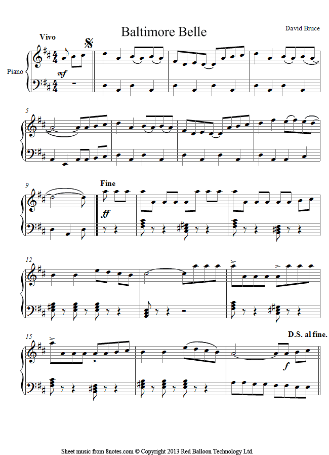 David Bruce - Baltimore Belle sheet music for Piano David Bruce - Baltimore Belle sheet music for Piano