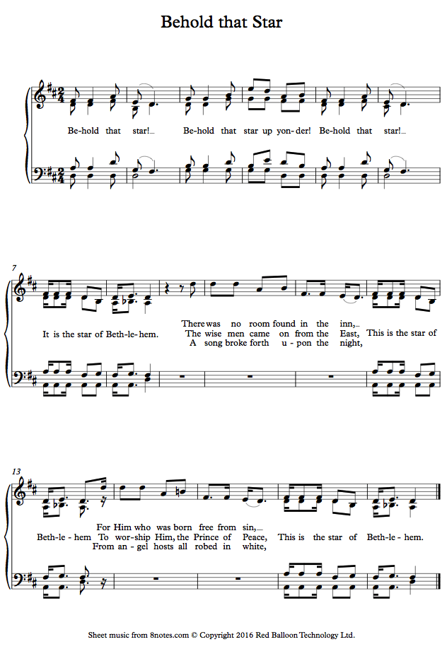 Behold That Star sheet music for Piano Behold That Star sheet music for Piano