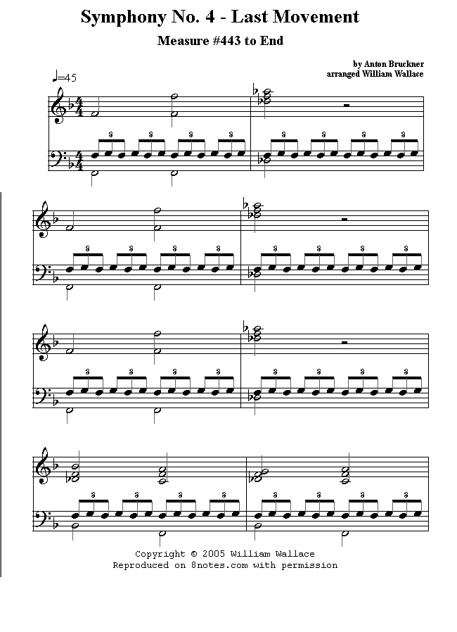 Bruckner - Symphony No. 4 - Last Movement sheet music for Piano Bruckner - Symphony No. 4 - Last Movement sheet music for Piano