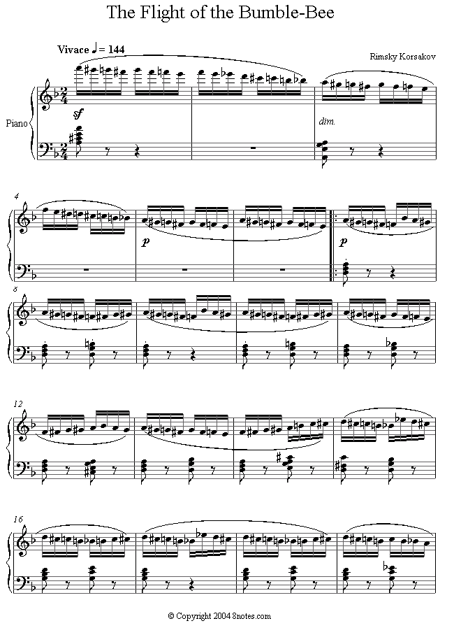 Free sheet music : rimsky korsakov, nikolai   flight of 