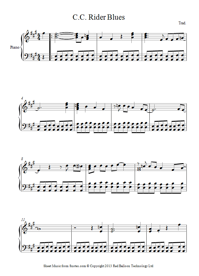 Elvis Presley - C.C.Rider (aka See See Rider) sheet music for Piano Elvis Presley - C.C.Rider (aka See See Rider) sheet music for Piano