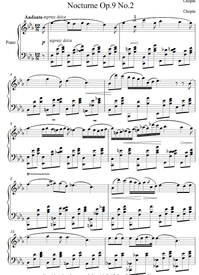 Partition piano chopin opus 9