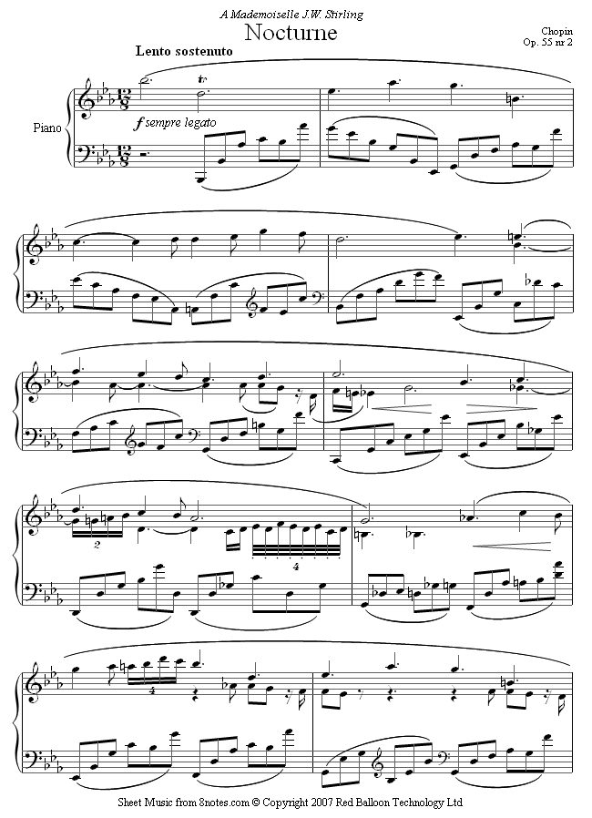  Chopin Nocturne Op 55 No 2 Sheet Music For Piano 8notes