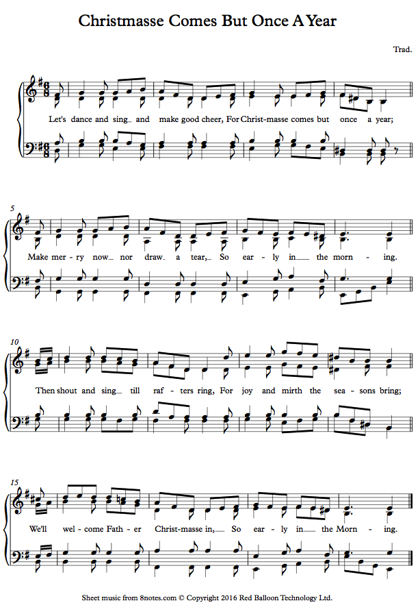 Christmasse Comes But Once A Year sheet music for Piano Christmasse Comes But Once A Year sheet music for Piano