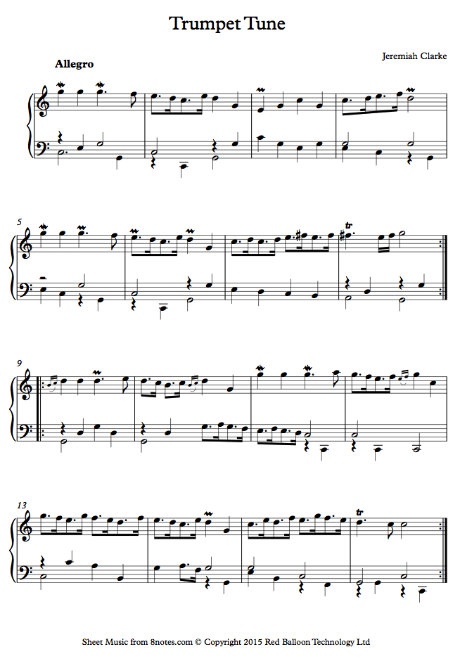 Purcell Trumpet Tune sheet music for Piano
