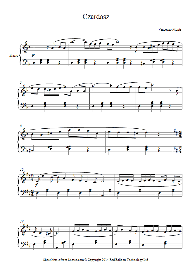 Monti - Czardasz sheet music for Piano Monti - Czardasz sheet music for Piano