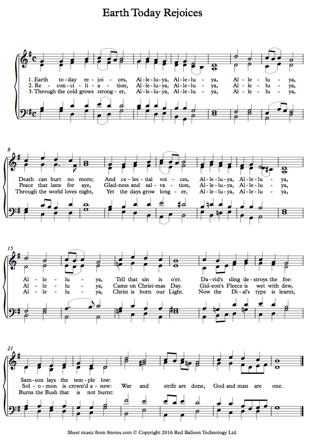 Earth Today Rejoices sheet music for Piano Earth Today Rejoices sheet music for Piano