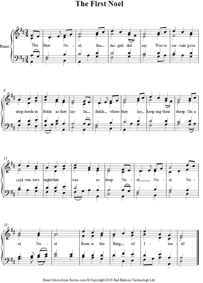 The First Noel sheet music for Piano The First Noel sheet music for Piano