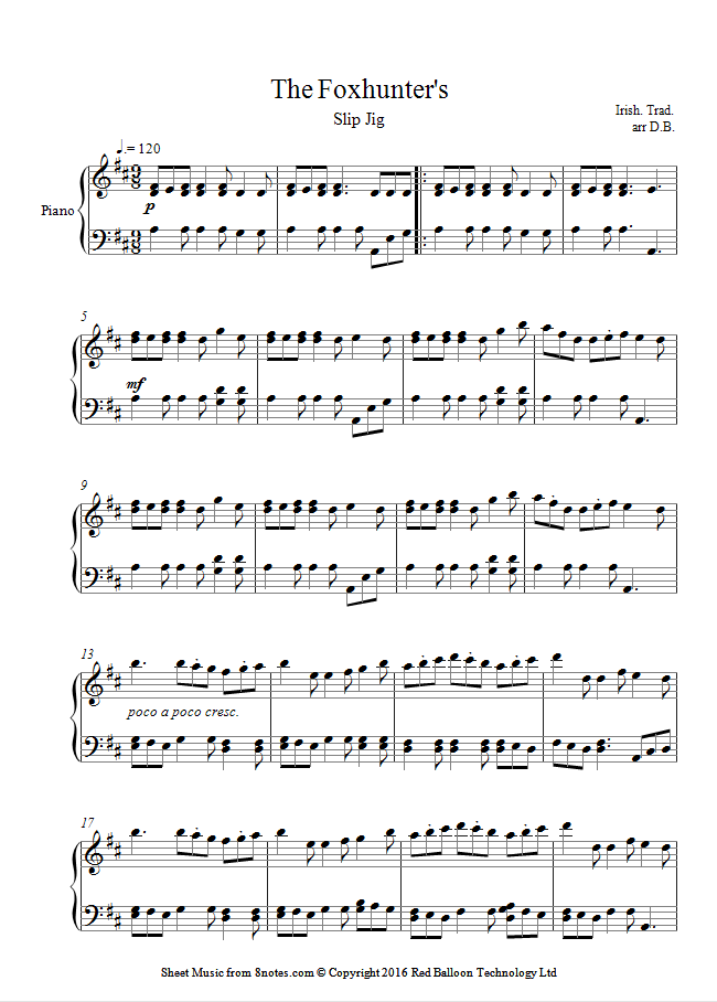 The Foxhunter's (Slip Jig) sheet music for Piano