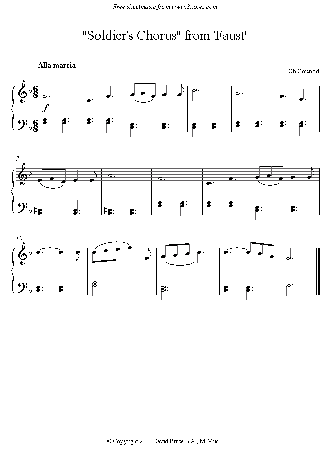 Gounod - Soldiers Chorus from Faust sheet music for Piano Gounod - Soldiers Chorus from Faust sheet music for Piano