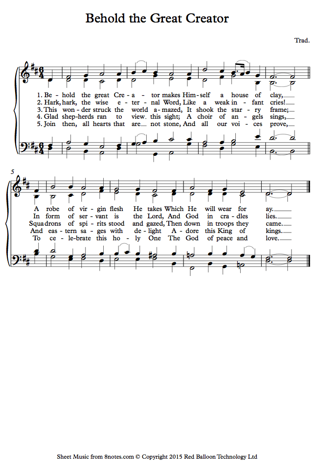 Behold the Great Creator sheet music for Piano Behold the Great Creator sheet music for Piano