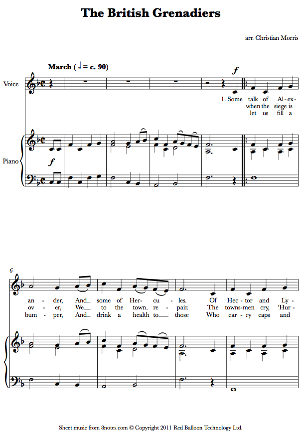 The British Grenadiers sheet music for Piano The British Grenadiers sheet music for Piano